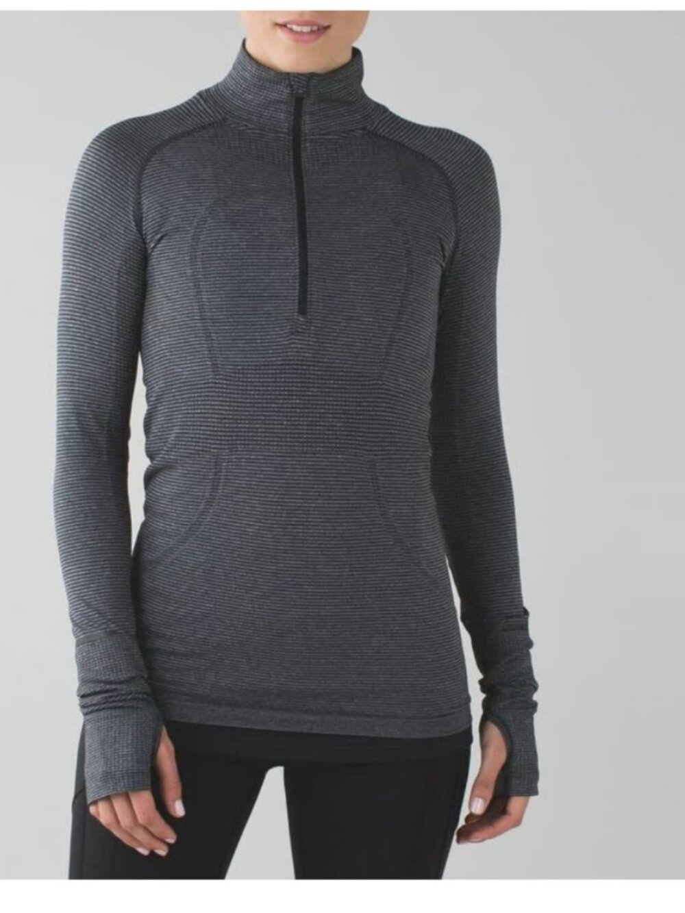 Lululemon Run Swiftly Tech Long Sleeve 1/2 zip top shirt 6 gray stripe